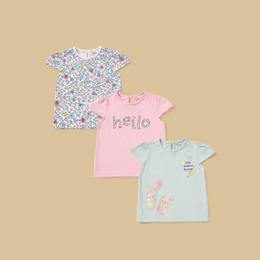Pack of 3 - Printed Top - Blue