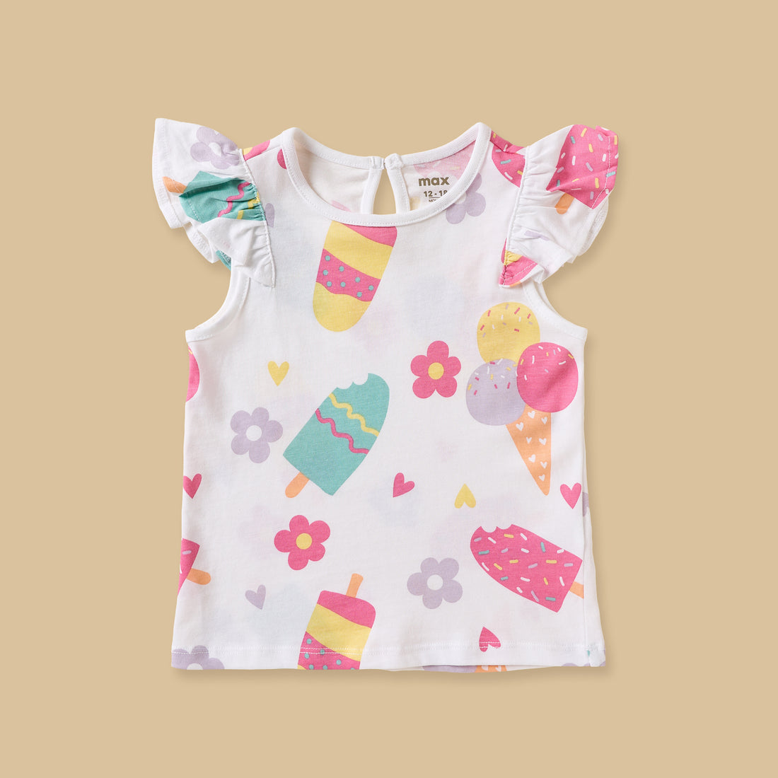 Pack of 3 - Ice Cream Print Cap Sleeves Top