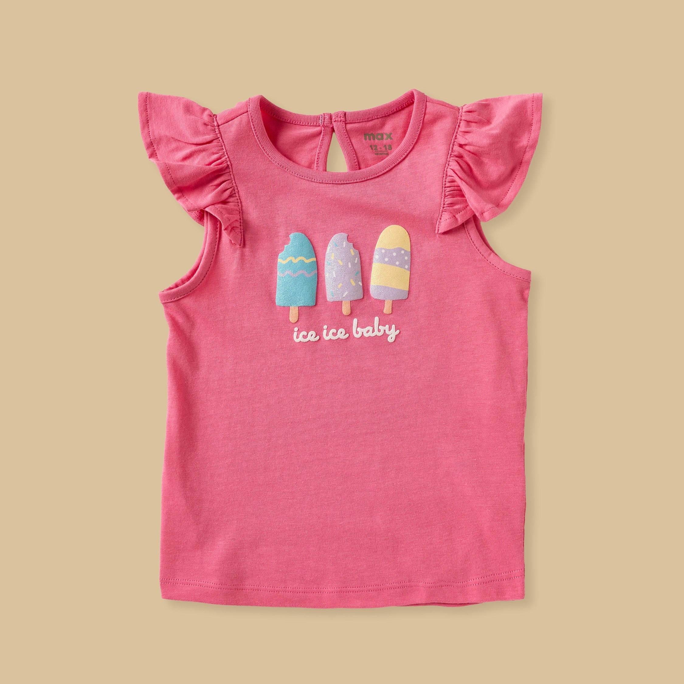 Pack of 3 - Ice Cream Print Cap Sleeves Top