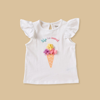 Pack of 3 - Ice Cream Print Cap Sleeves Top