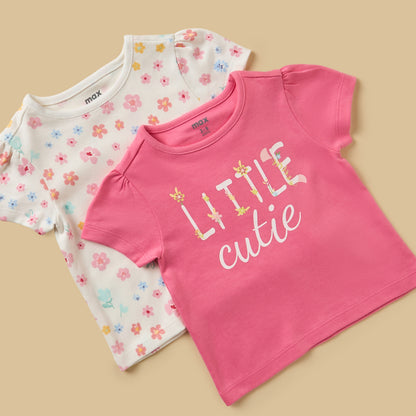 Pack of 2 - Floral Print Cotton Pyjama Set