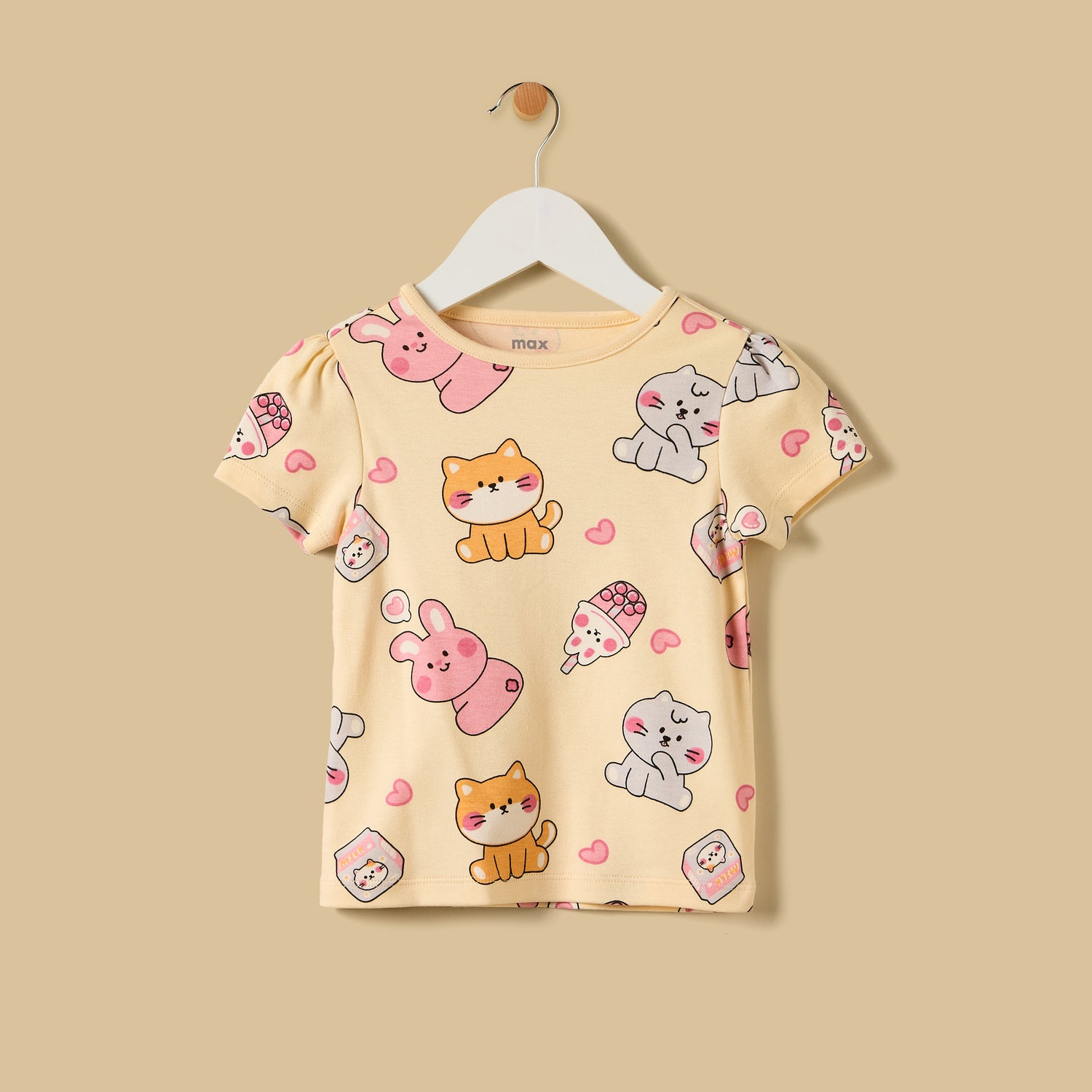 Cat Print Cotton Shorts Set