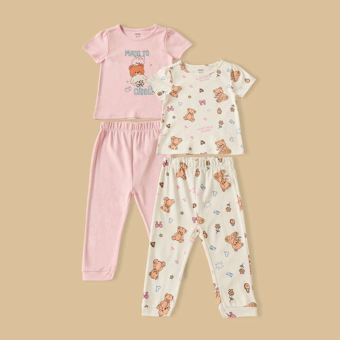 Pack of 2 - Teddy Bear Print Pyjama Set
