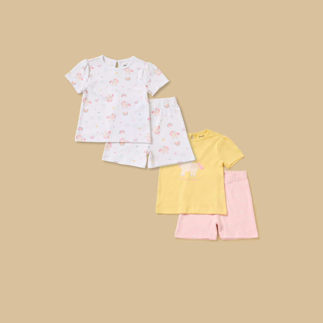 Pack of 2 - Unicorn Print Shorts Set - Multicolour / 12-18 mths