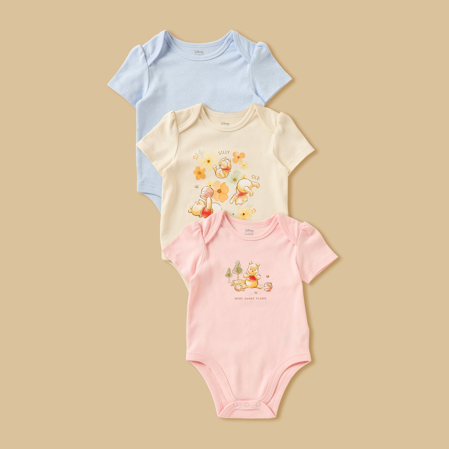 Pack of 3 - Winnie the Pooh Print Cotton Bodysuit