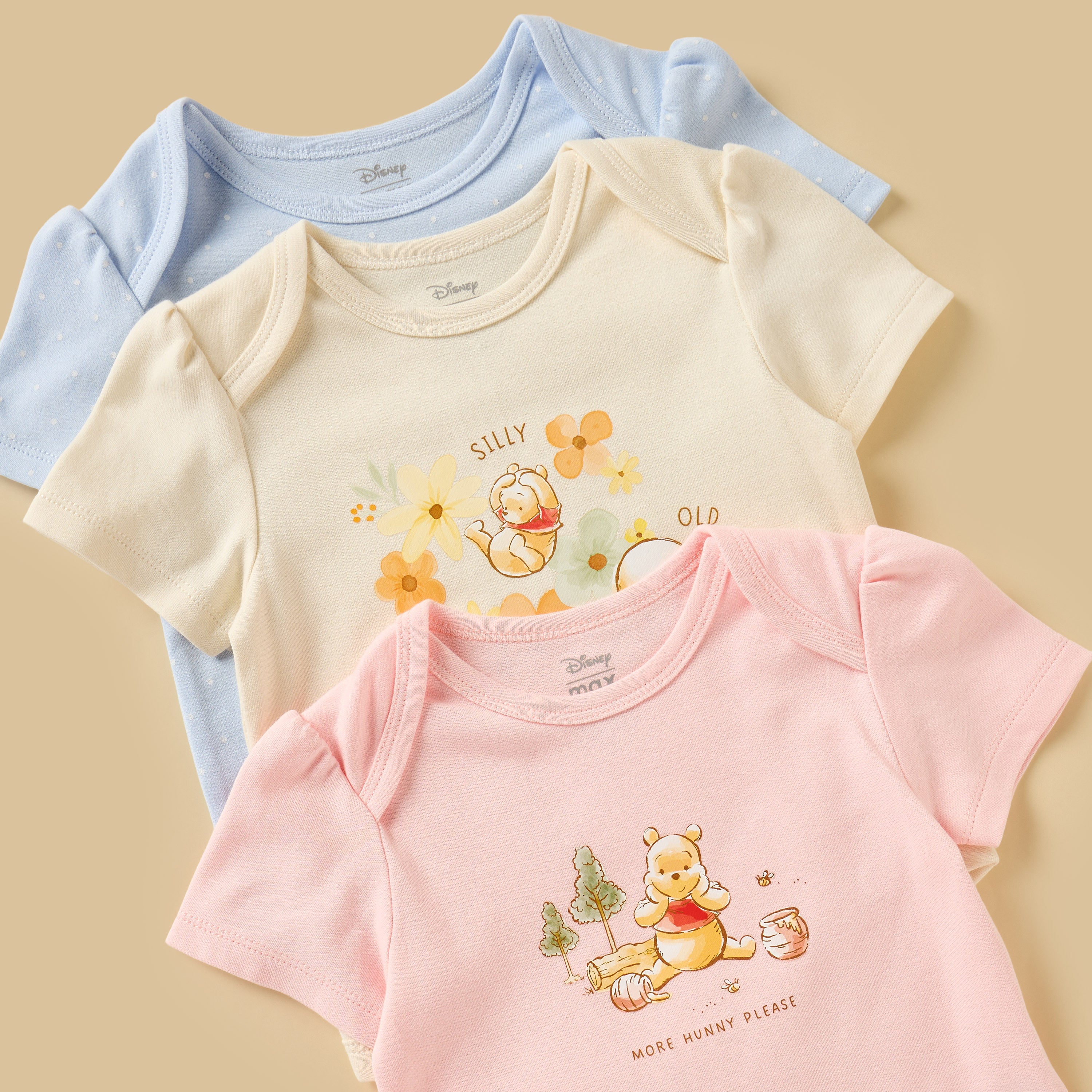 Pack of 3 - Winnie the Pooh Print Cotton Bodysuit