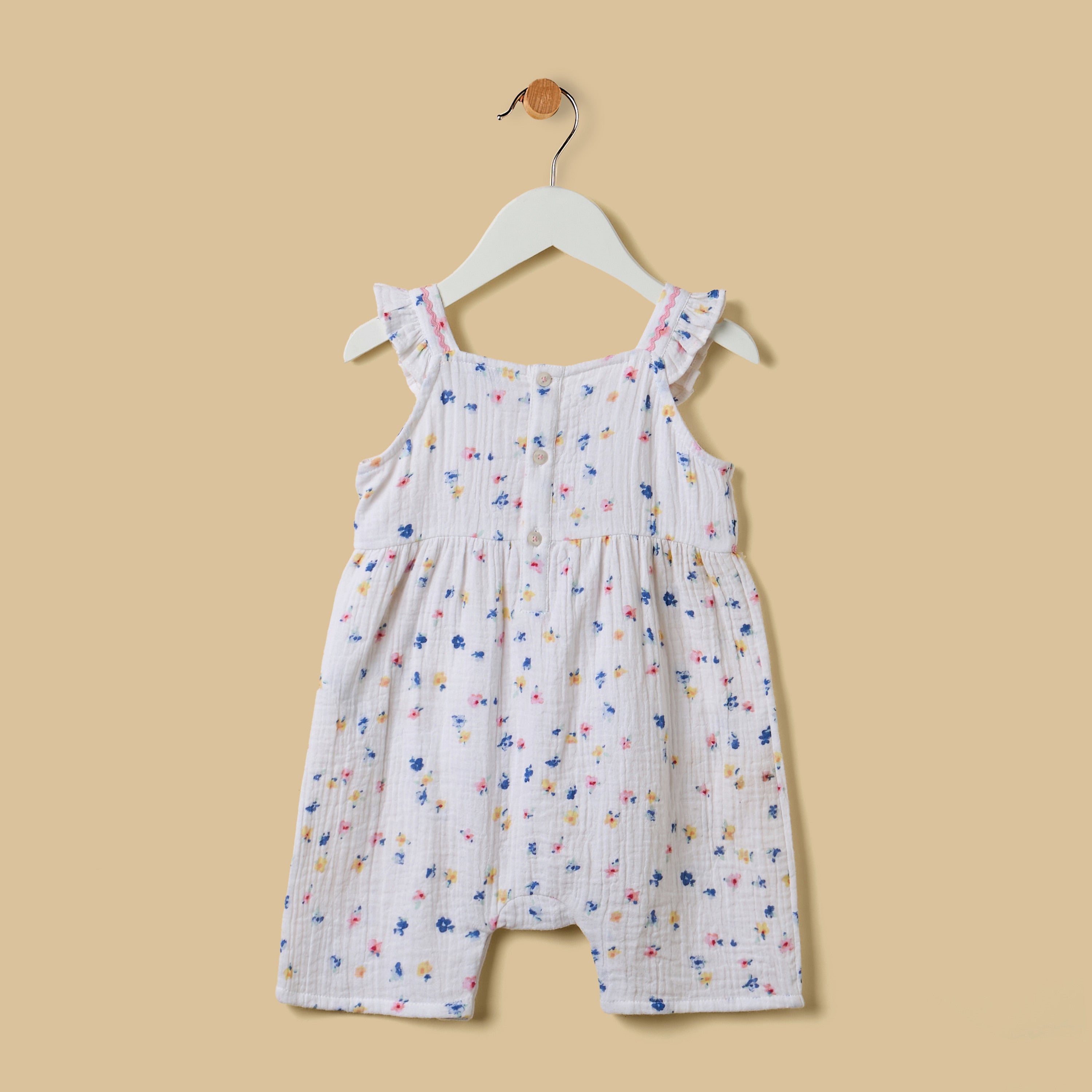 Floral Print Romper and Cap Set