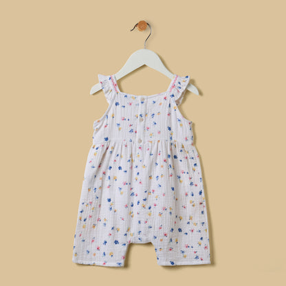 Floral Print Romper and Cap Set