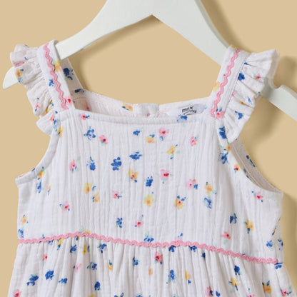 Floral Print Romper and Cap Set