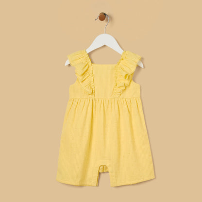 Textured Sleeveless Romper with Cap