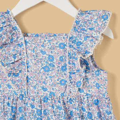 Floral Print Romper with Cap