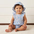 Floral Print Romper with Cap - Blue / 12-18 mths