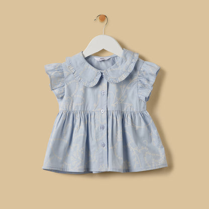 Printed Cotton Shirt and Shorts Set