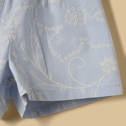 Printed Cotton Shirt and Shorts Set