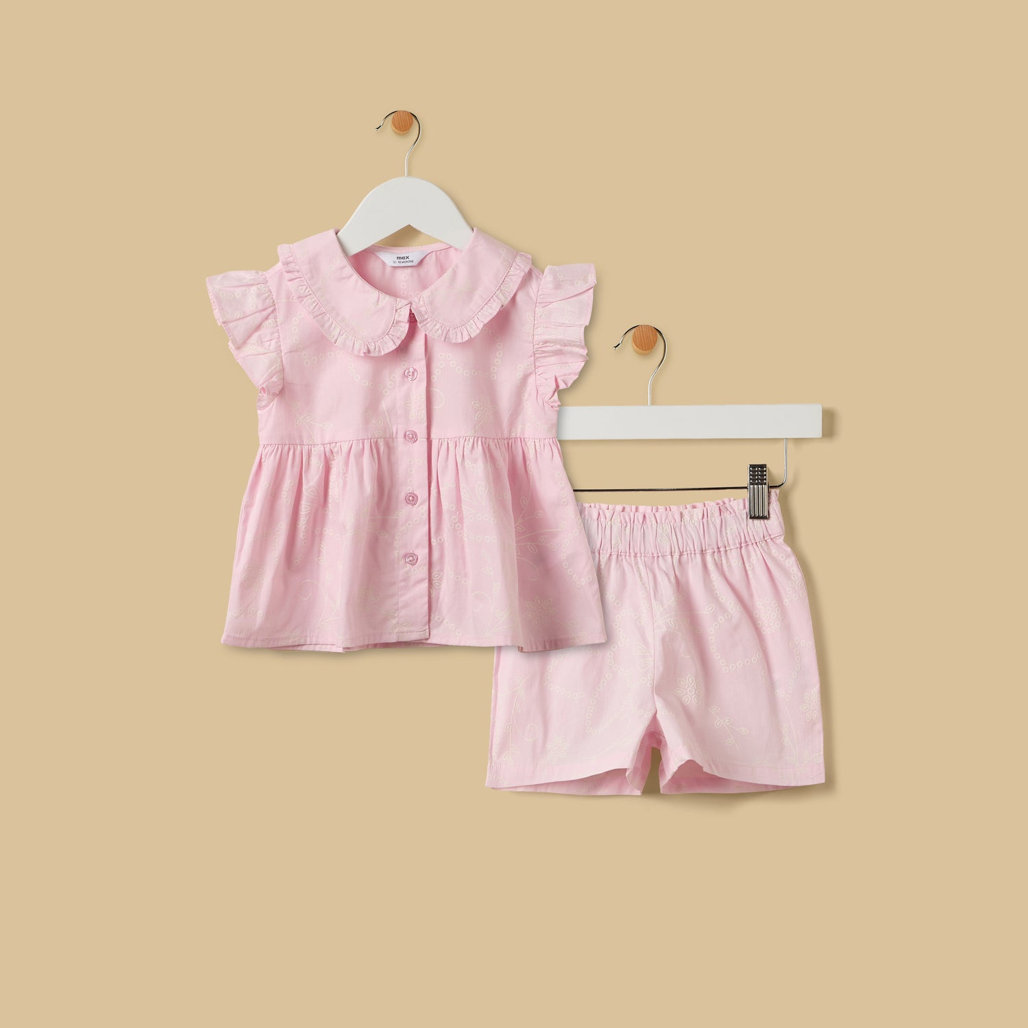 Printed Cotton Shirt and Shorts Set