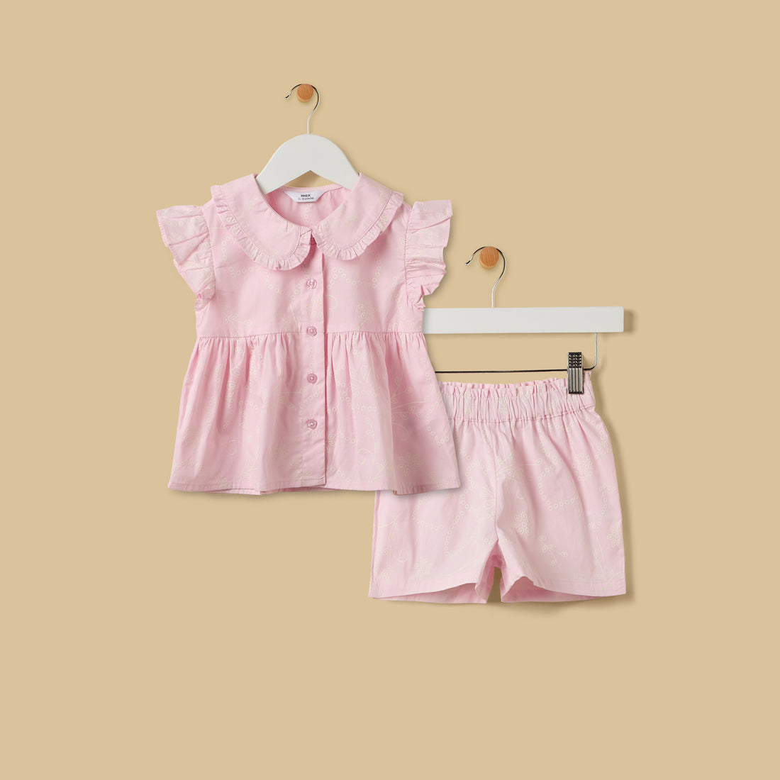 Printed Cotton Shirt and Shorts Set