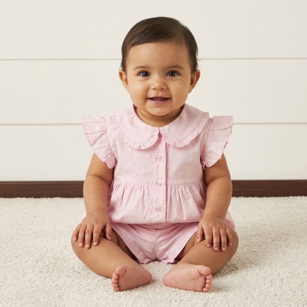 Printed Cotton Shirt and Shorts Set