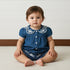 Floral Embroidered Denim Shirt and Shorts Set - Blue / 12-18 mths