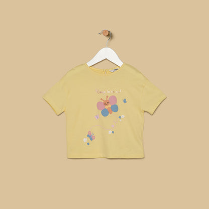 Butterfly Print T-shirt with Checked Shorts