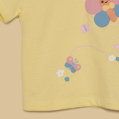 Butterfly Print T-shirt with Checked Shorts