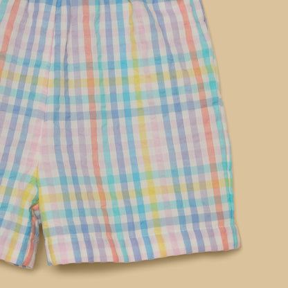 Butterfly Print T-shirt with Checked Shorts