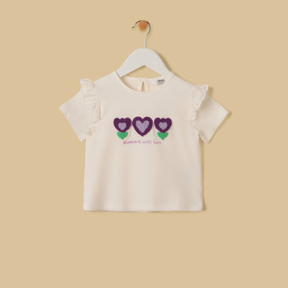 Heart 3D Applique T-shirt and Shorts Set