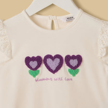 Heart 3D Applique T-shirt and Shorts Set