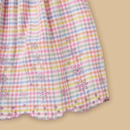 Checked Pinafore and Ribbed T-shirt Set