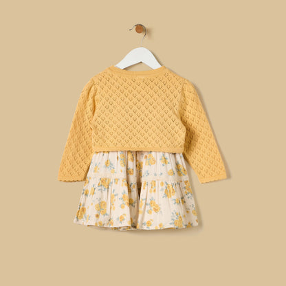 Floral Print Cotton Dress with Shrug