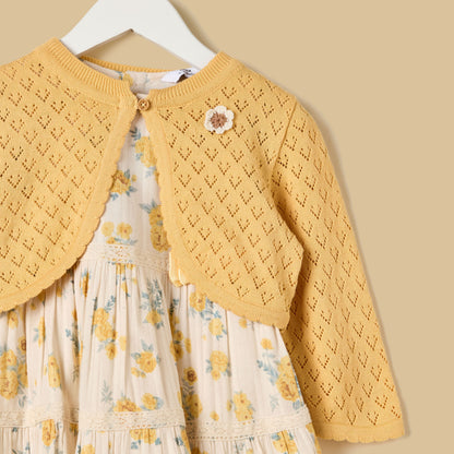 Floral Print Cotton Dress with Shrug