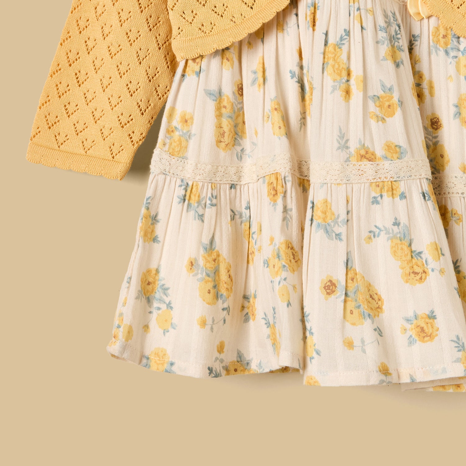 Floral Print Cotton Dress with Shrug