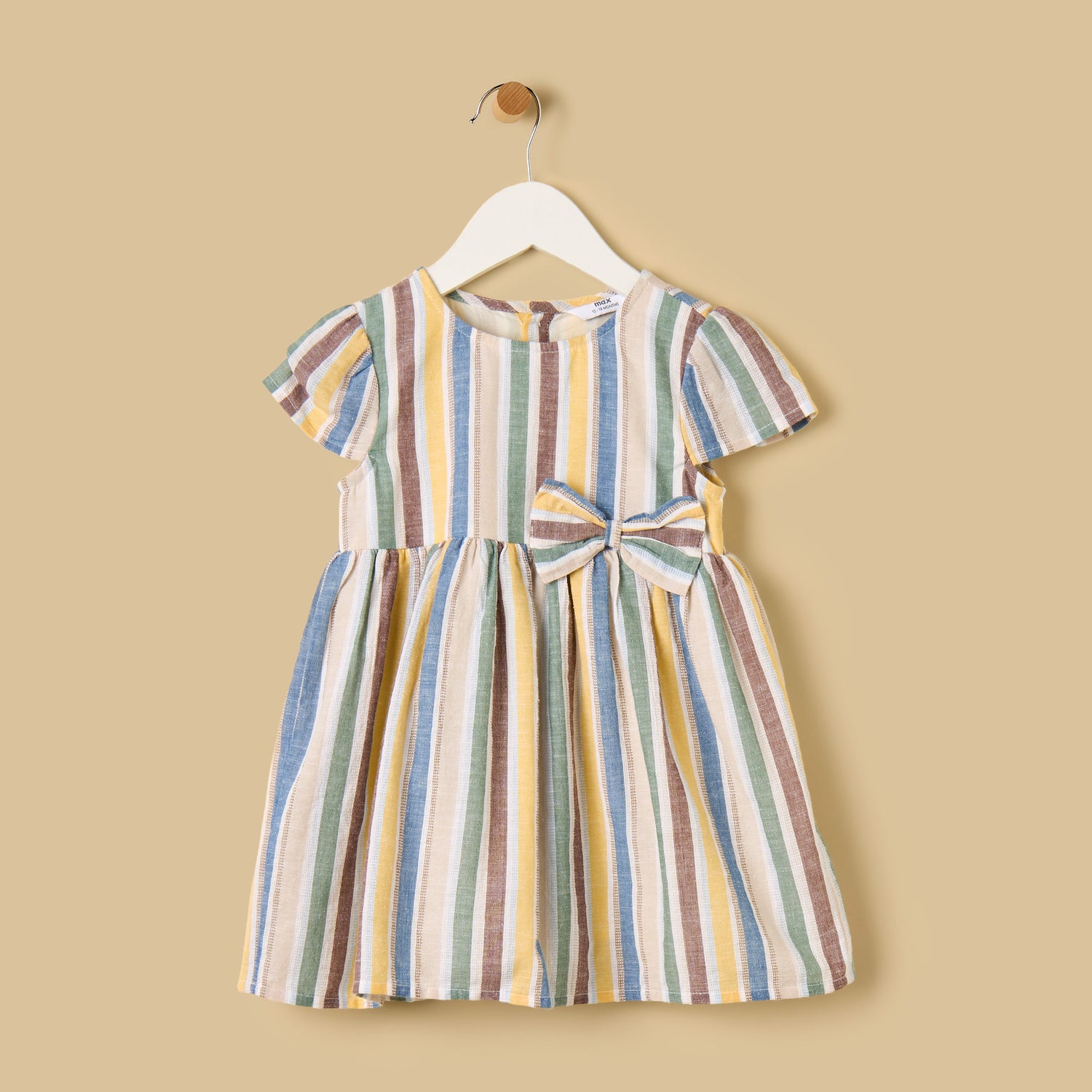 Striped Cotton Dress with Denim Jacket and Bloomers
