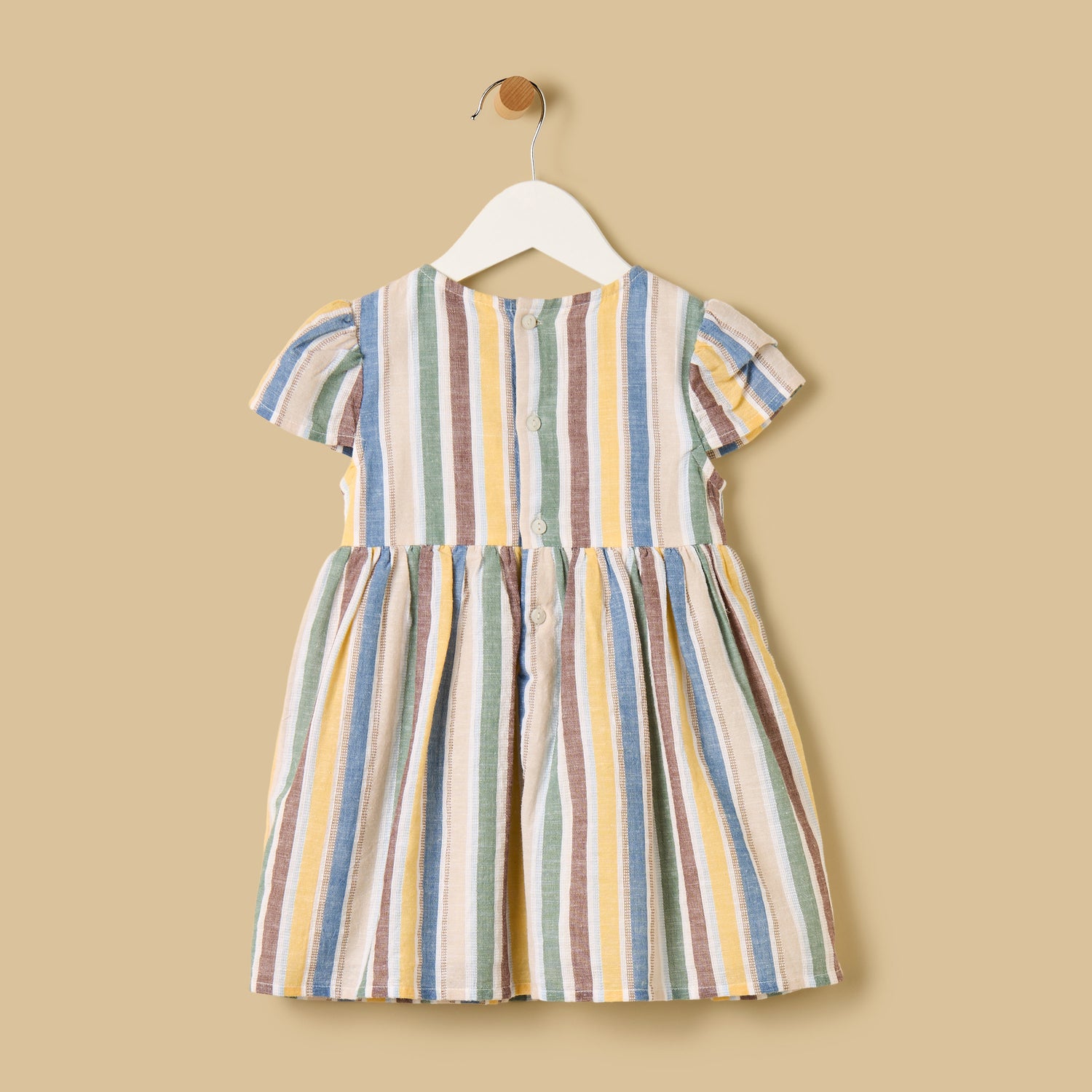Striped Cotton Dress with Denim Jacket and Bloomers