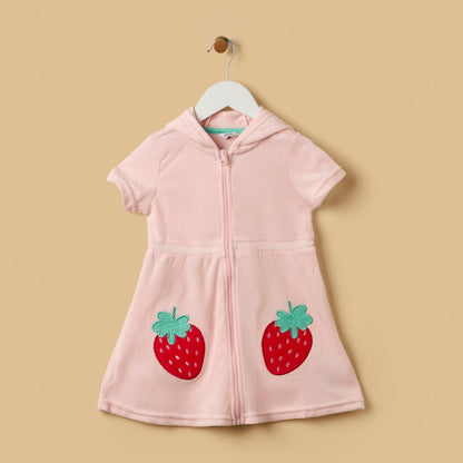 Strawberry Applique Hooded Cover-Up