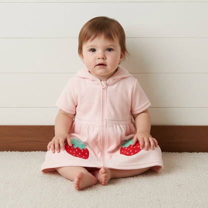 Strawberry Applique Hooded Cover-Up