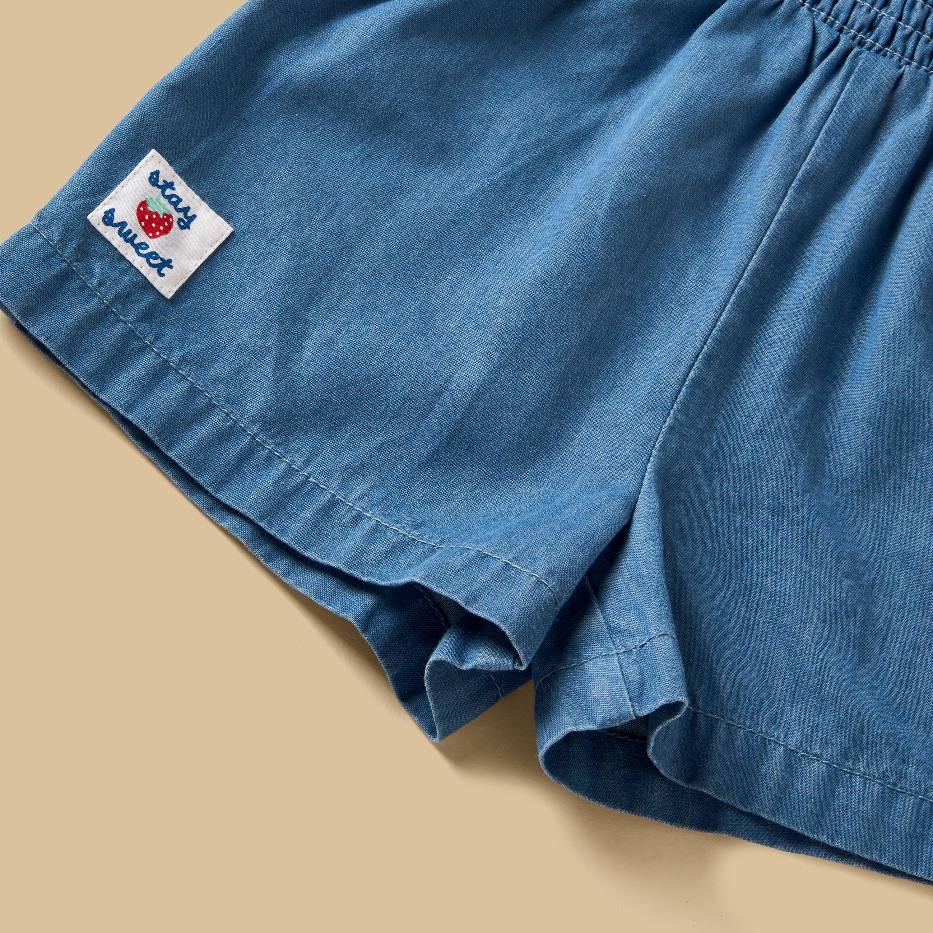 Printed Sleeveless Top with Denim Shorts and Headband