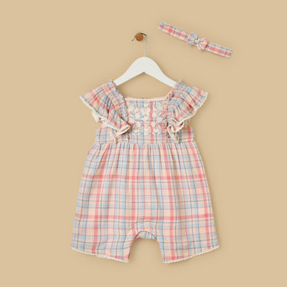 Checked Playsuit with Headband