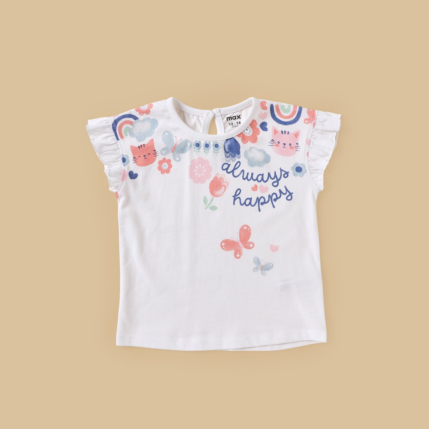 Pack of 3 - Printed Ruffle Sleeves Top