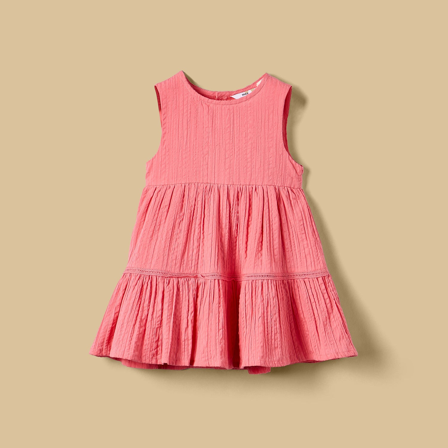 Textured Sleeveless Tiered Dress with Shrug