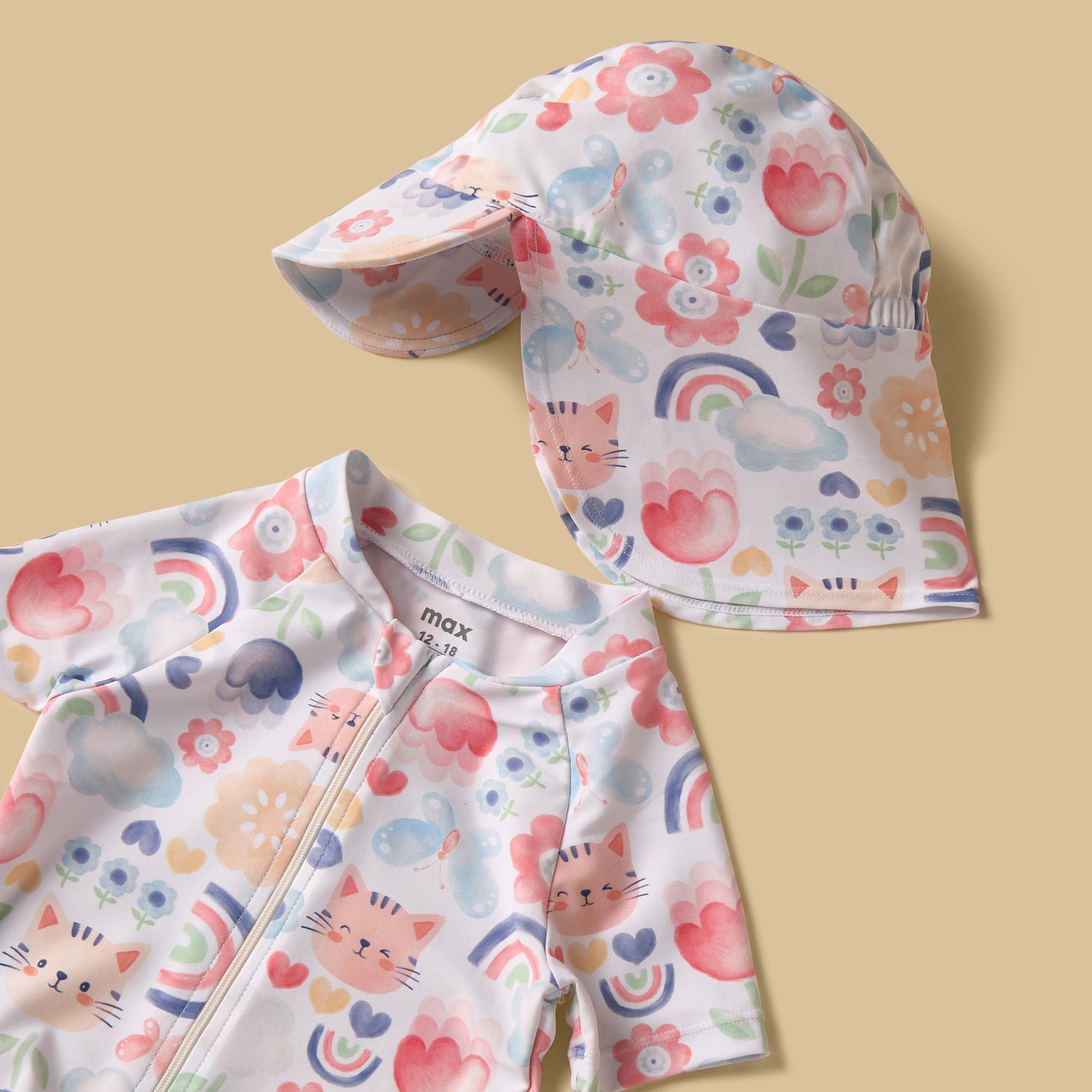 Printed Swimsuit with Hat