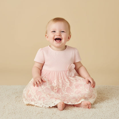 Embroidered Mesh Overlay Dress - Pink / 12-18 mths