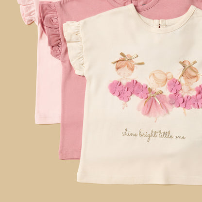 Pack of 3 - Embellished Cotton T-shirt