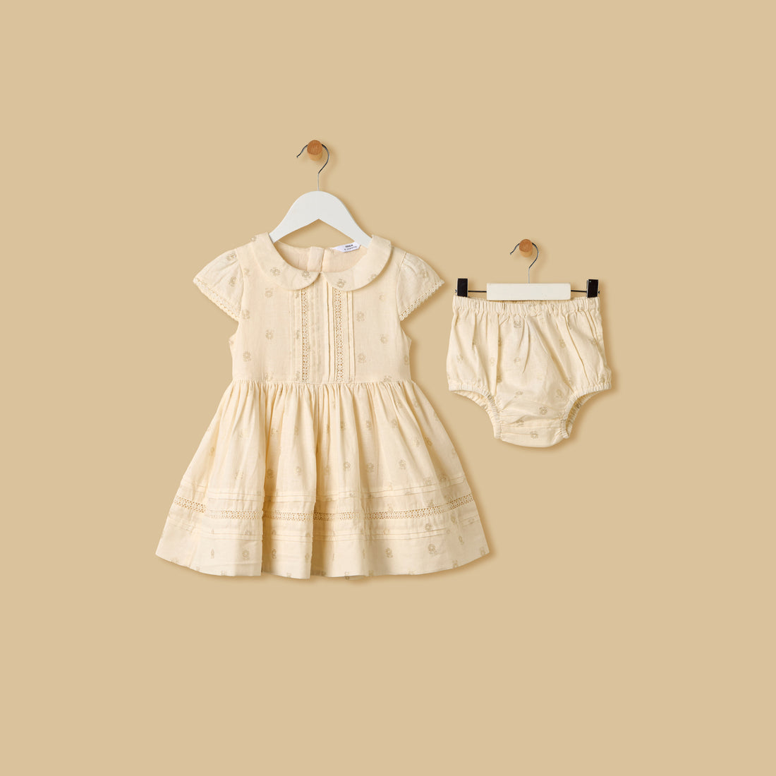Foil Print Linen Blend Dress with Bloomers