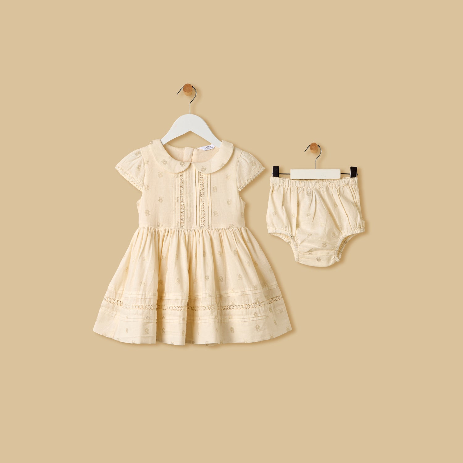 Foil Print Linen Blend Dress with Bloomers