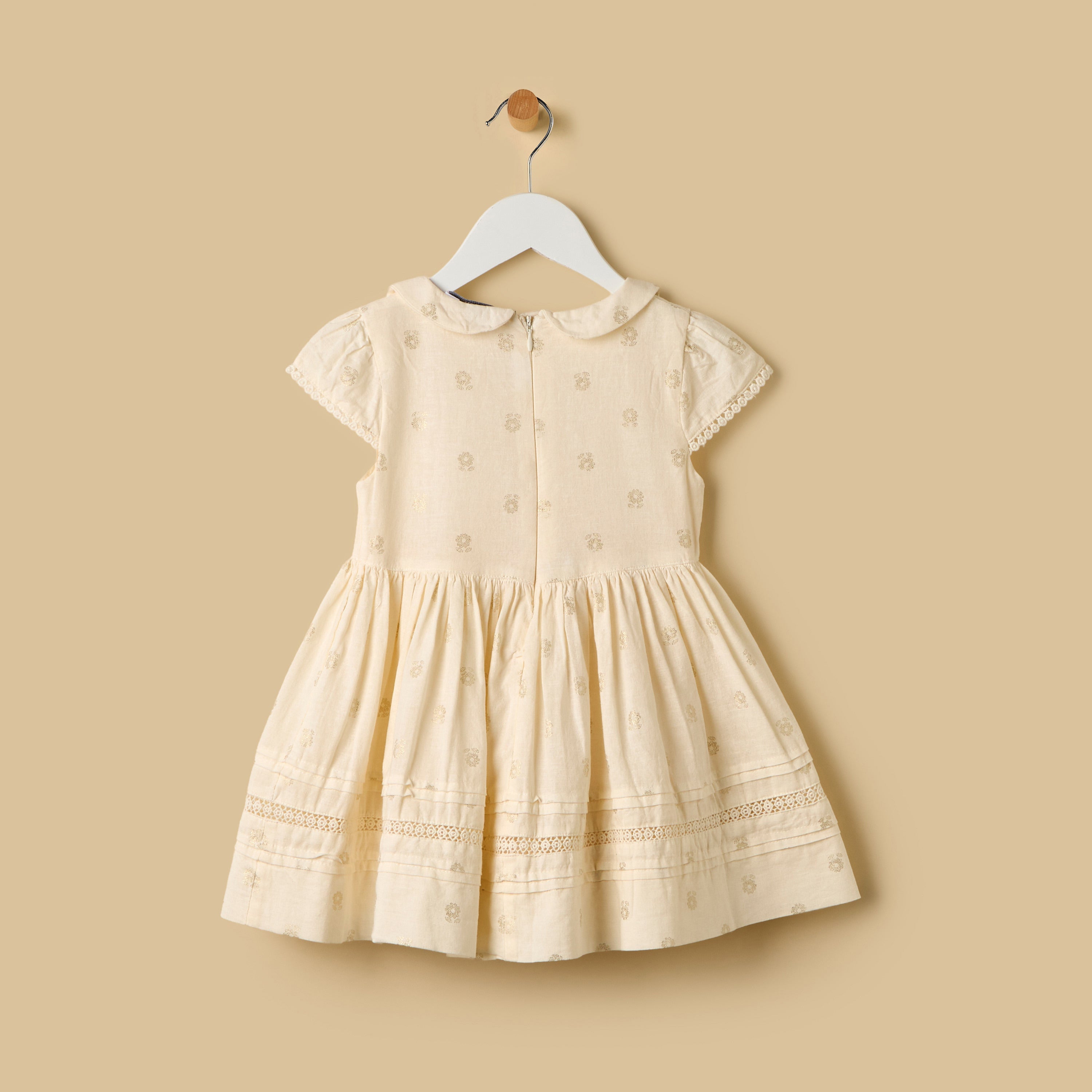 Foil Print Linen Blend Dress with Bloomers