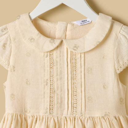 Foil Print Linen Blend Dress with Bloomers