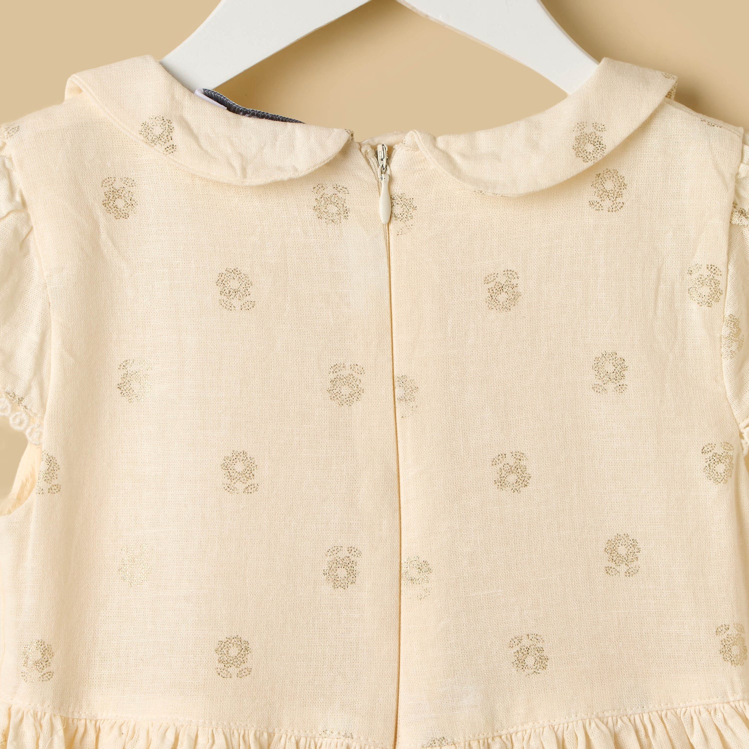 Foil Print Linen Blend Dress with Bloomers