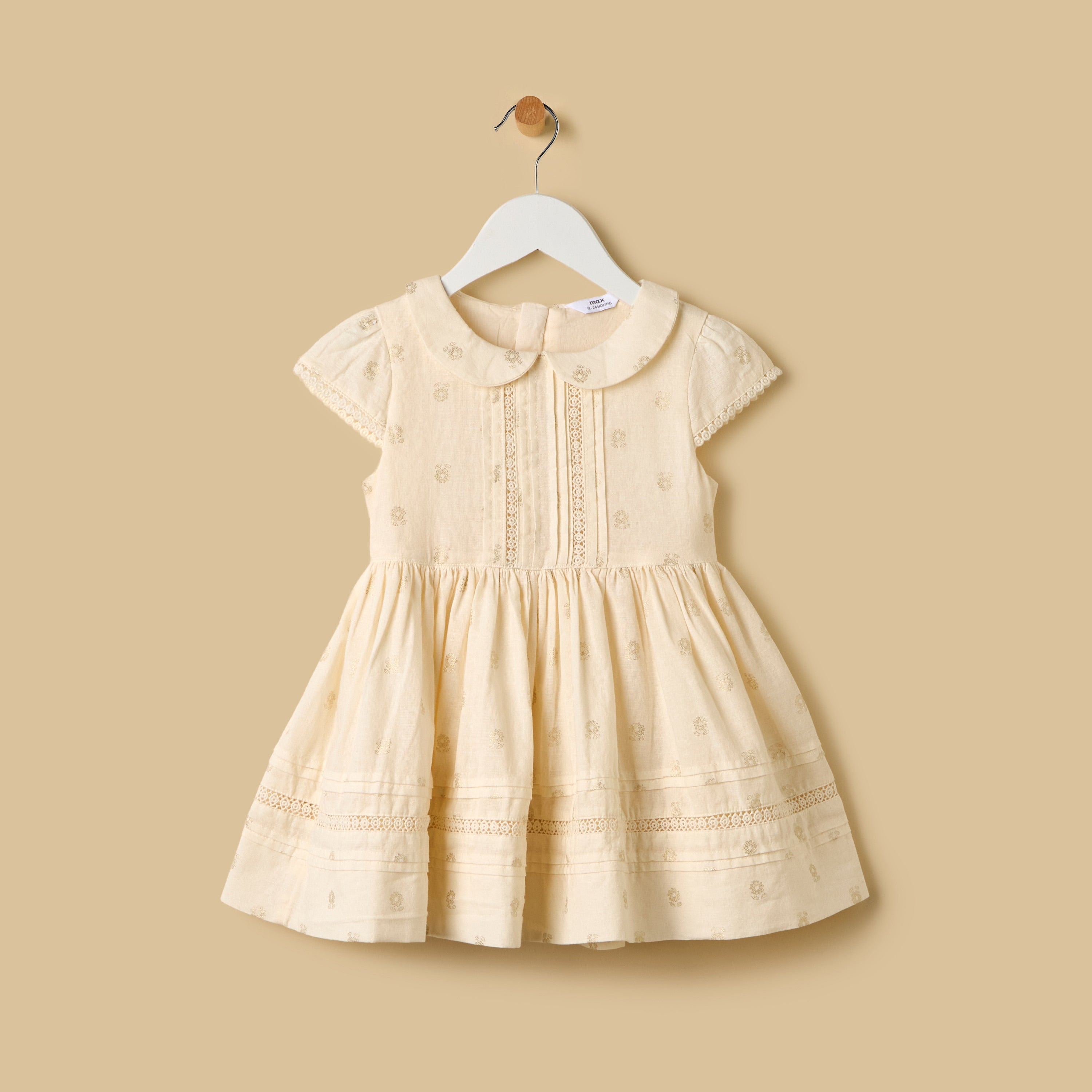 Foil Print Linen Blend Dress with Bloomers