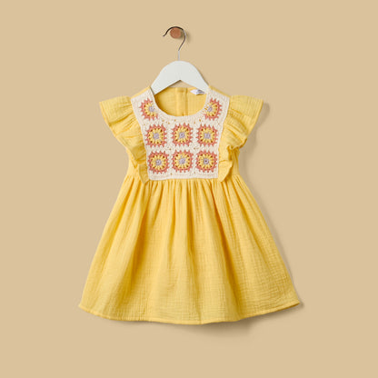 Crochet Detail Double Gauze Dress with Bloomers