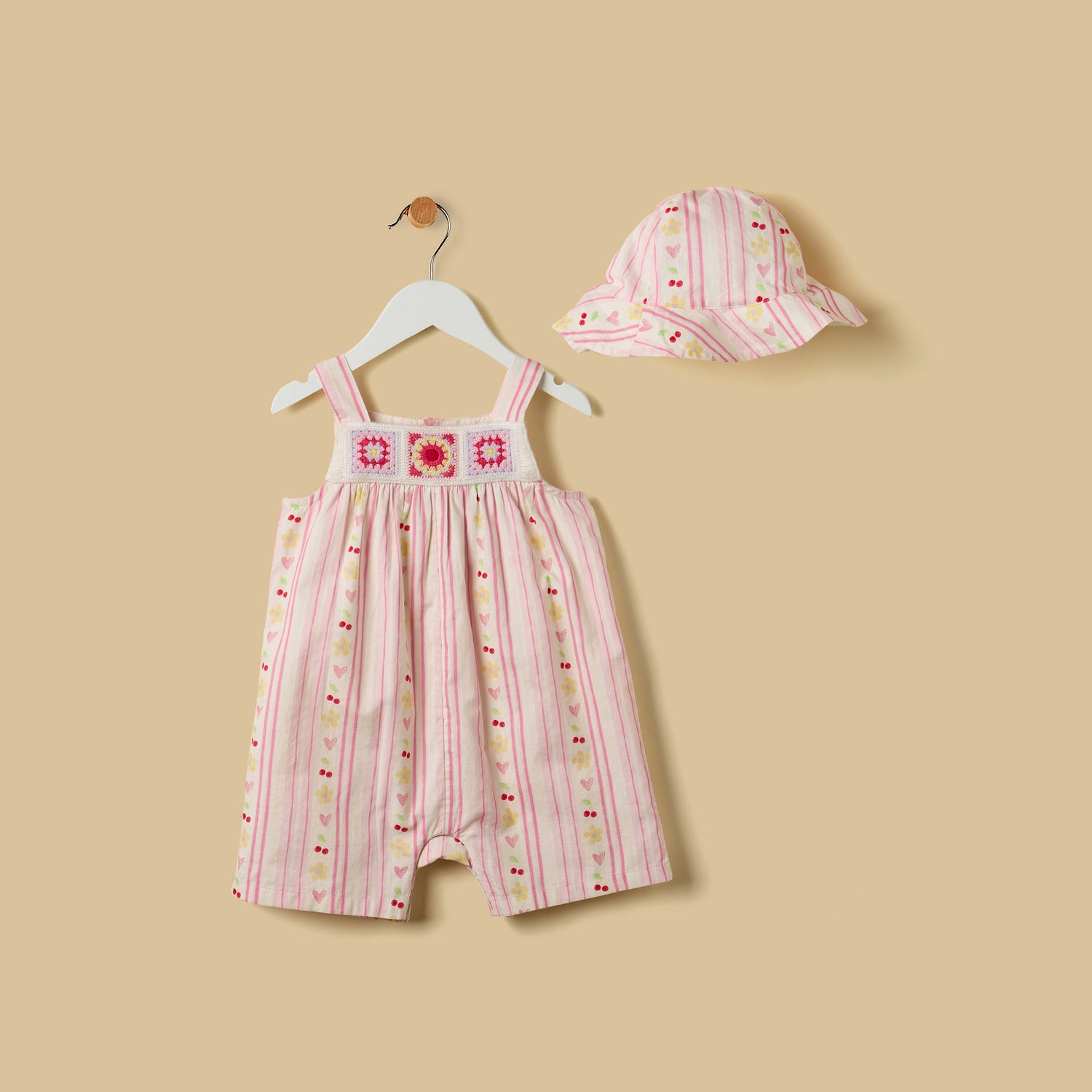 Crochet Design Romper with Cap